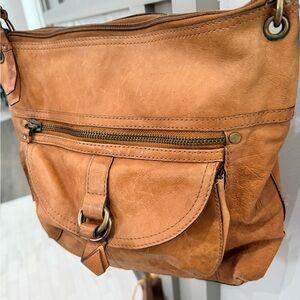 Fossil Vintage Tan Leather Shoulder Bag